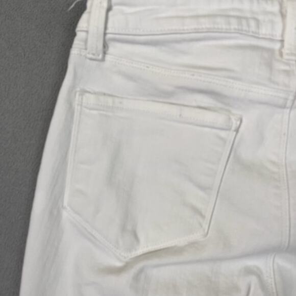 L'Agence Jeans Womens 27 White Flared High Rise Bell Bottom Denim Raw Hem Hippie - Picture 9 of 16